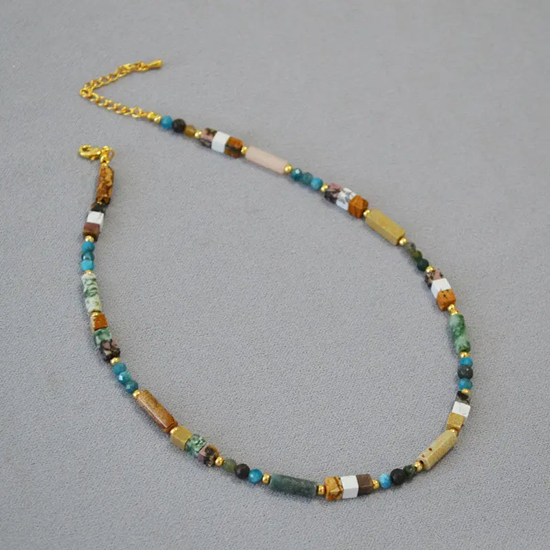 NATURAL STONE ENHANCES MEMORY BEADED NECKLACE-3