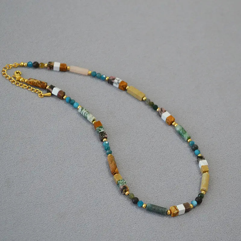 NATURAL STONE ENHANCES MEMORY BEADED NECKLACE-5