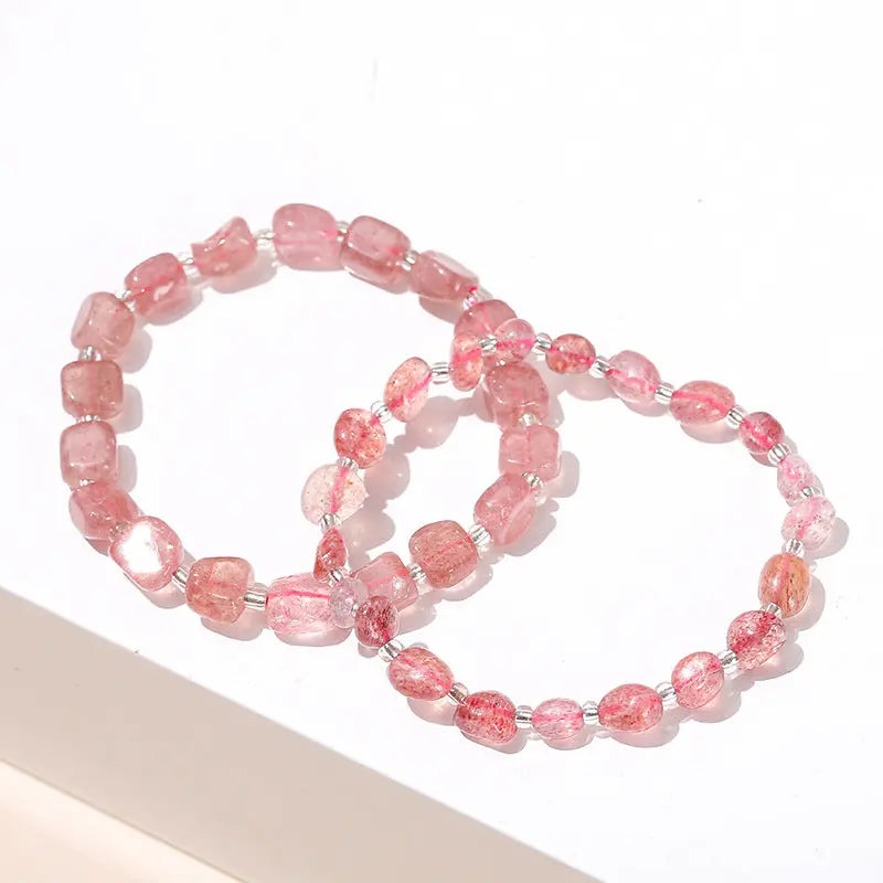 NATURAL STRAWBERRY QUARTZ ENHANCE CHARM BRACELE-3