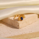 NICHE INLAID LAPIS LAZULI TITANIUM STEEL RING-3