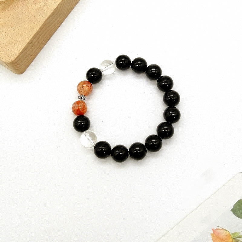 OBSIDIAN AND WHITE CRYSTAL BRACELETS-1