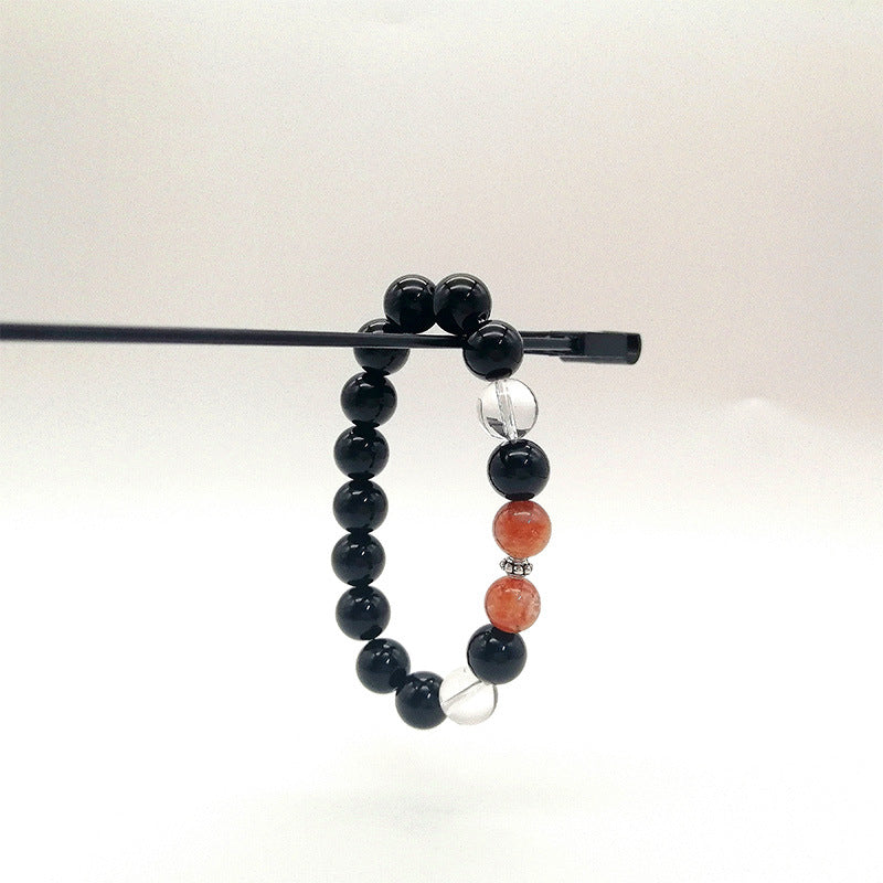 OBSIDIAN AND WHITE CRYSTAL BRACELETS-3