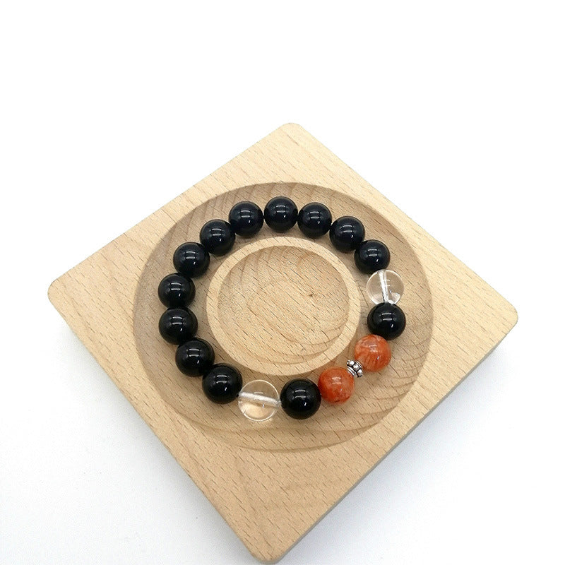 OBSIDIAN AND WHITE CRYSTAL BRACELETS-5