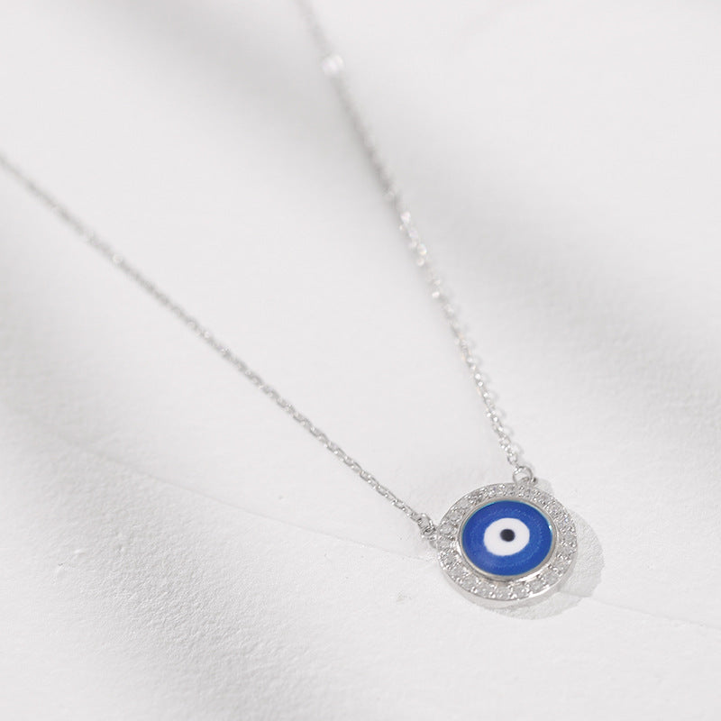 PLATINUM STONE DEVIL EYE NECKLACE-3