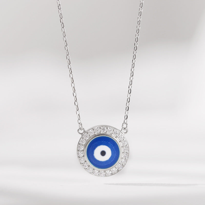 PLATINUM STONE DEVIL EYE NECKLACE-4