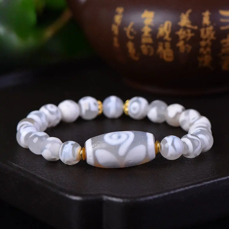 PURE WHITE AGATE DZI BRACELET-1