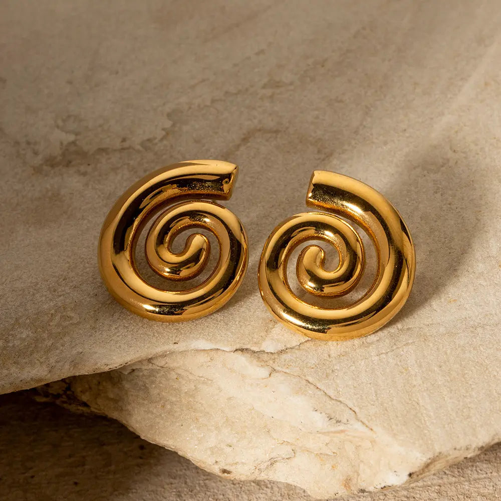 RITA THREADED TITANIUM STEEL EARRINGS-3