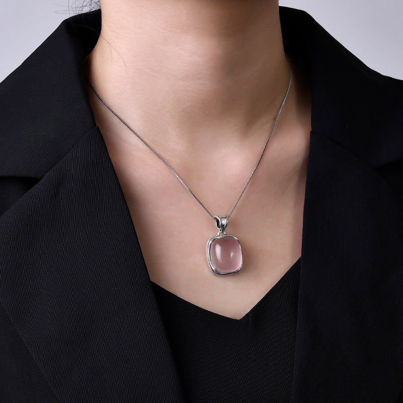 ROSE QUARTZ SQUARE PENDANT-2