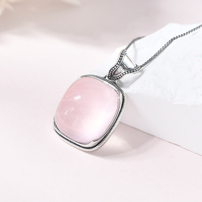 ROSE QUARTZ SQUARE PENDANT-3