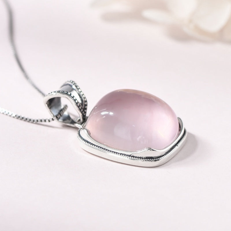 ROSE QUARTZ SQUARE PENDANT-4