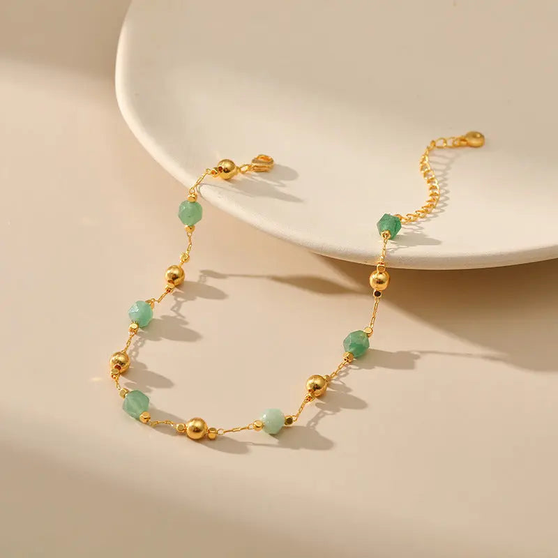 MULTI-COLORED ROUGH STONE HOPE ANKLET-7