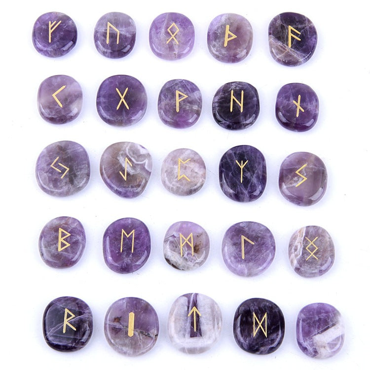 SEMI-PRECIOUS CRYSTAL RUNIC ALPHABET PATTERN-3