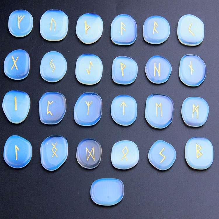 SEMI-PRECIOUS CRYSTAL RUNIC ALPHABET PATTERN-4