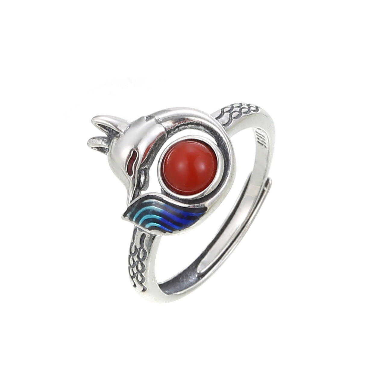 SOUTH RED AGATE STERLING SILVER RING-1