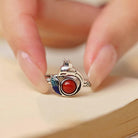 SOUTH RED AGATE STERLING SILVER RING-5