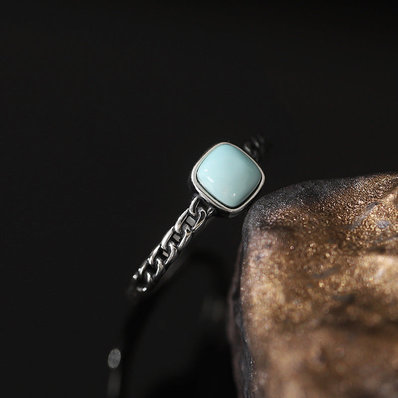 SQUARE TURQUOISE STERLING SILVER RING-1