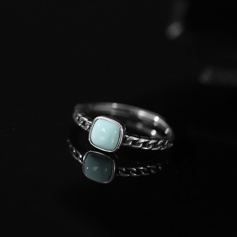 SQUARE TURQUOISE STERLING SILVER RING-3