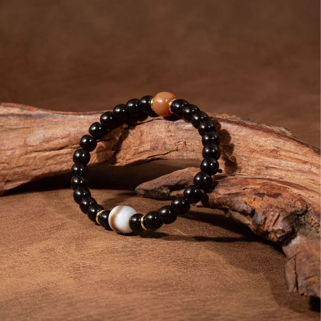 TIBETAN DZI BEAD COCONUT TEE BRACELET-2