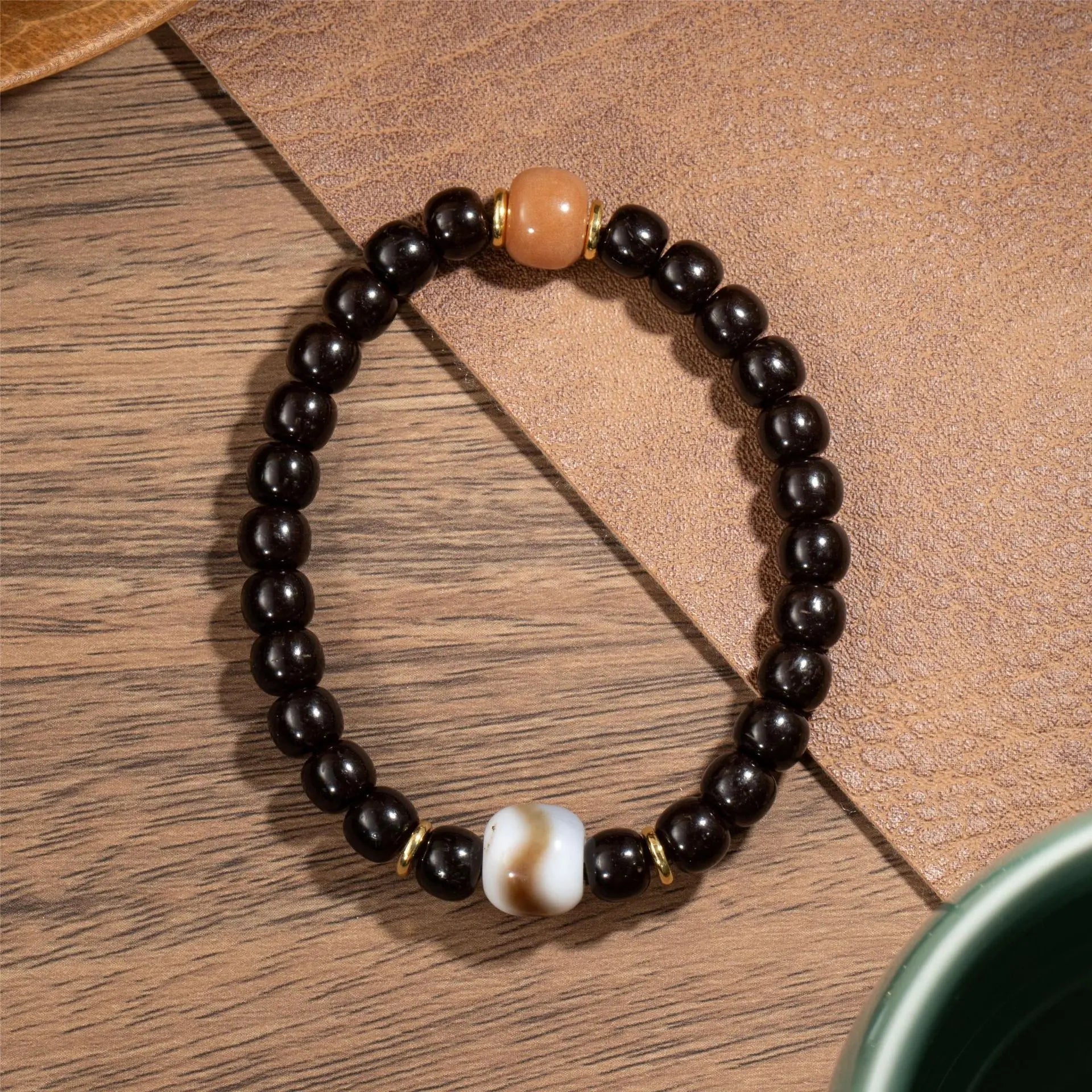 TIBETAN DZI BEAD COCONUT TEE BRACELET-3