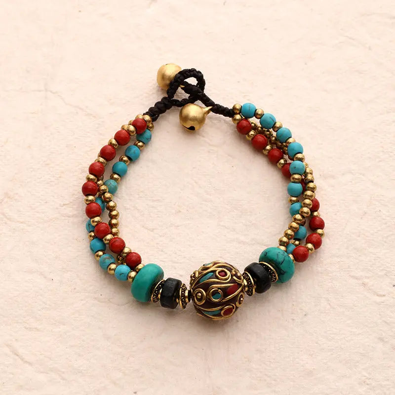 TIBETAN TRICOLOUR BEADS BRACELETS-4