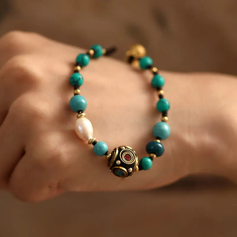 TIBET TURQUOISE PEARL BRACELETS-3