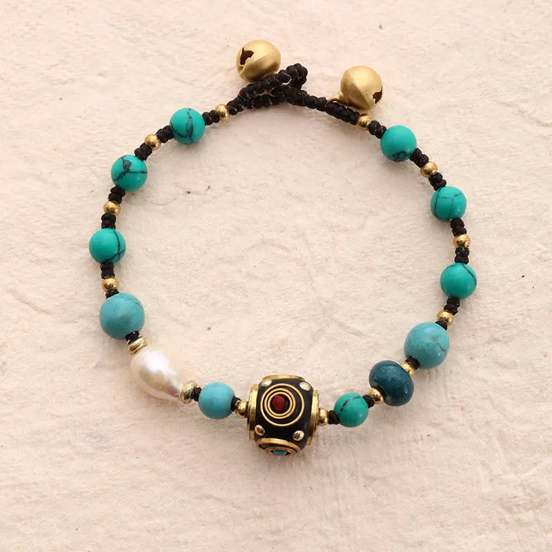 TIBET TURQUOISE PEARL BRACELETS-4