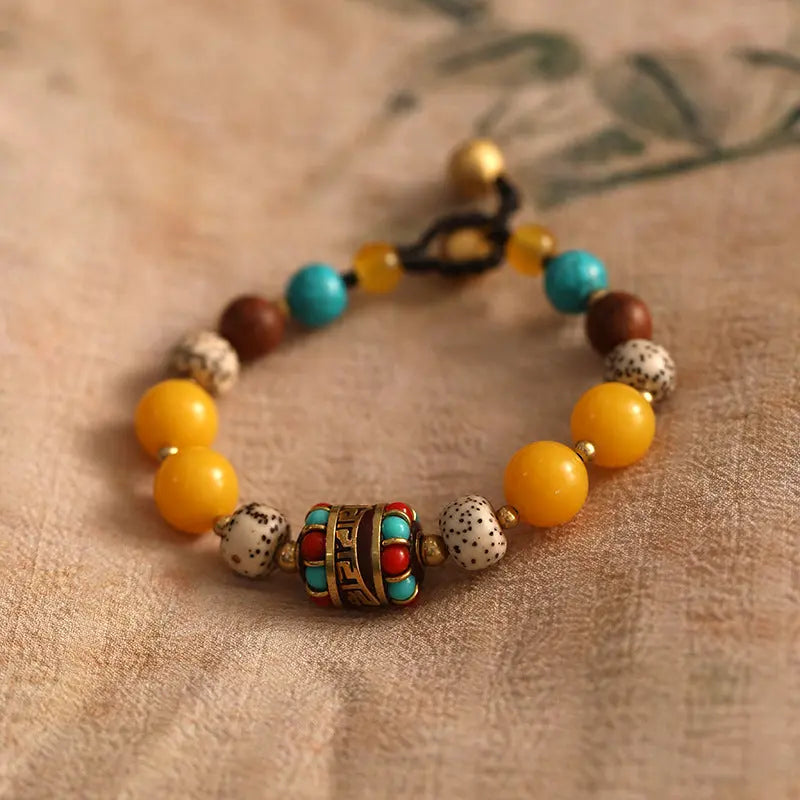 TIBETAN MULTI-PRECIOUS COLOURED BEADS BRACELETS-1