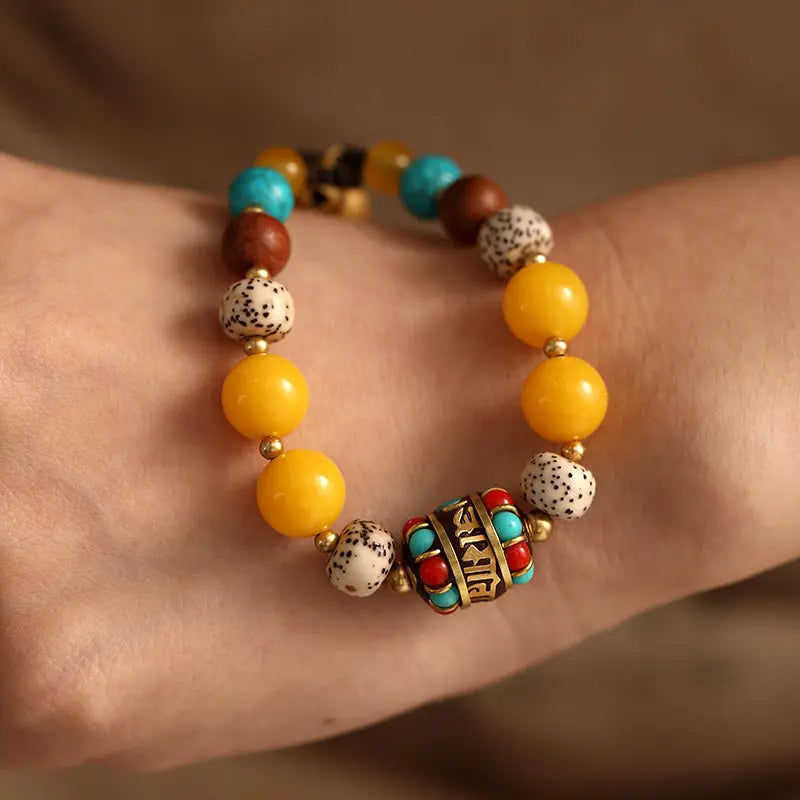 TIBETAN MULTI-PRECIOUS COLOURED BEADS BRACELETS-2