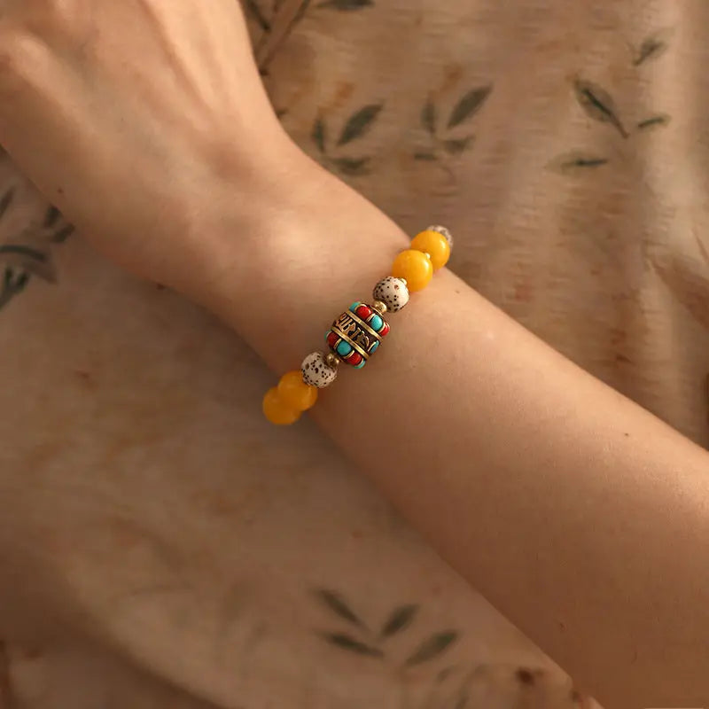 TIBETAN MULTI-PRECIOUS COLOURED BEADS BRACELETS-3