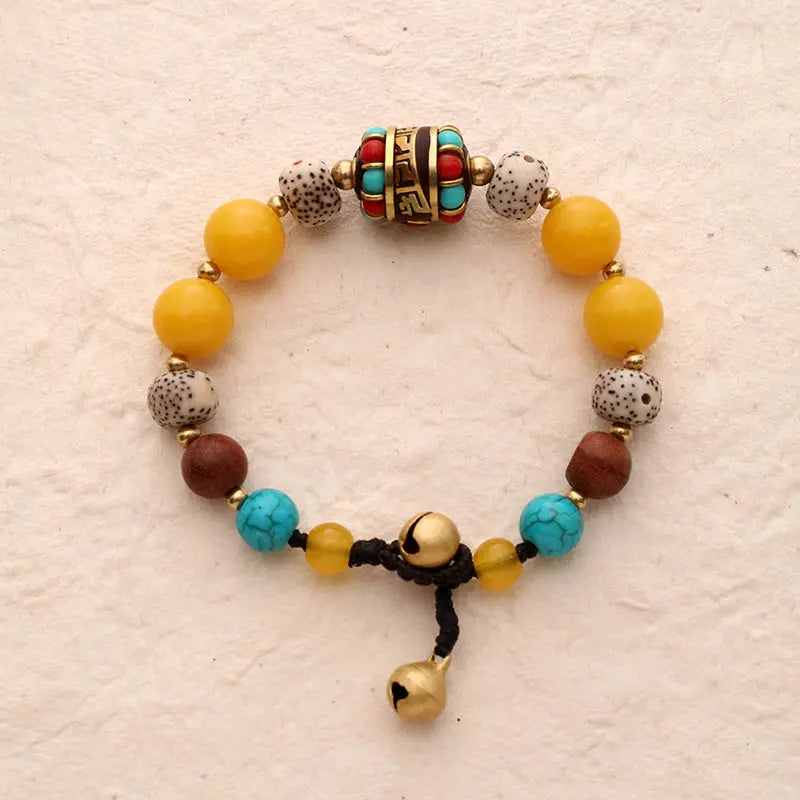 TIBETAN MULTI-PRECIOUS COLOURED BEADS BRACELETS-4