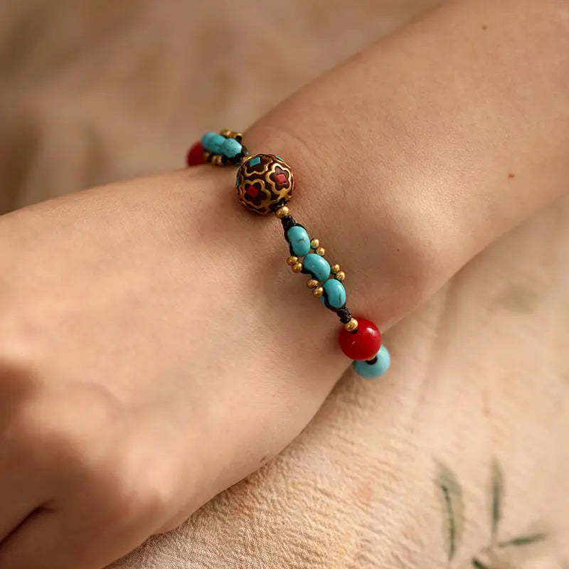 TIBETAN TURQUOISE PLUM BLOSSOM BRACELETS-2