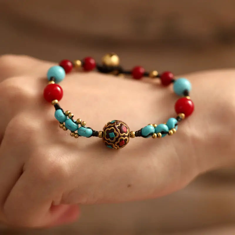 TIBETAN TURQUOISE PLUM BLOSSOM BRACELETS-3