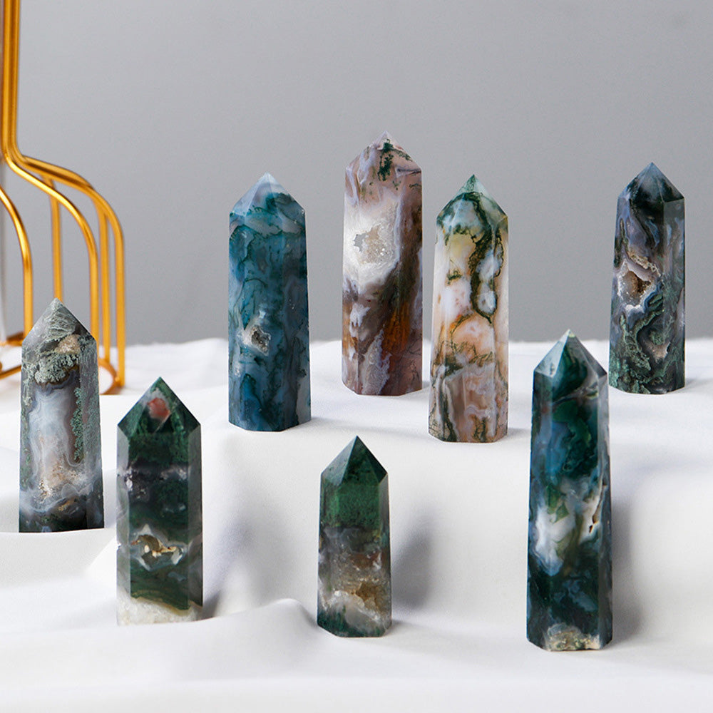 WATER GRASS AGATE CRYSTAL TOWER-1