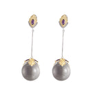 WHITE CRYSTAL BALL LONG EARRINGS-6