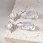 WHITE CRYSTAL TEARDROP-SHAPED FACETED EARRINGS-3